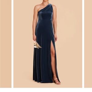 Birdy Grey velvet storm blue bridesmaid dress